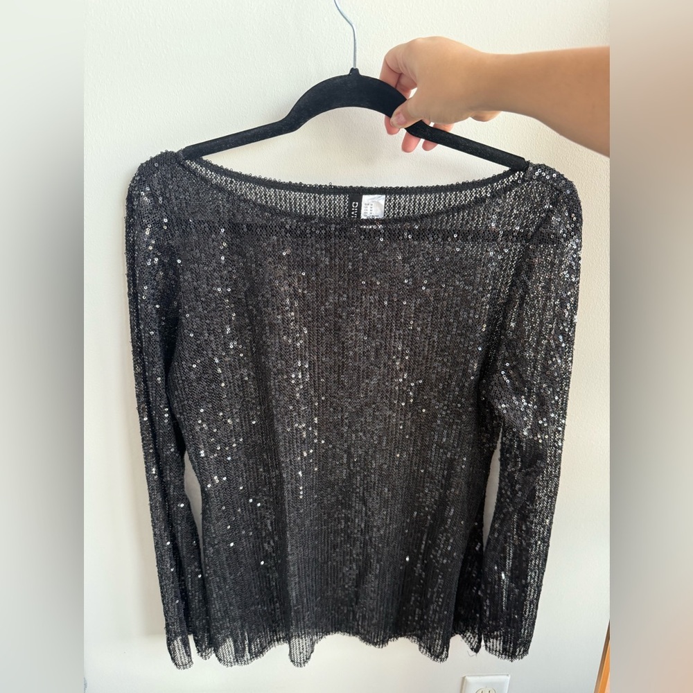 H&M Black Sequin Blouse